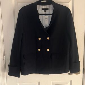 Ann Taylor Navy Blazer with Gold Accents